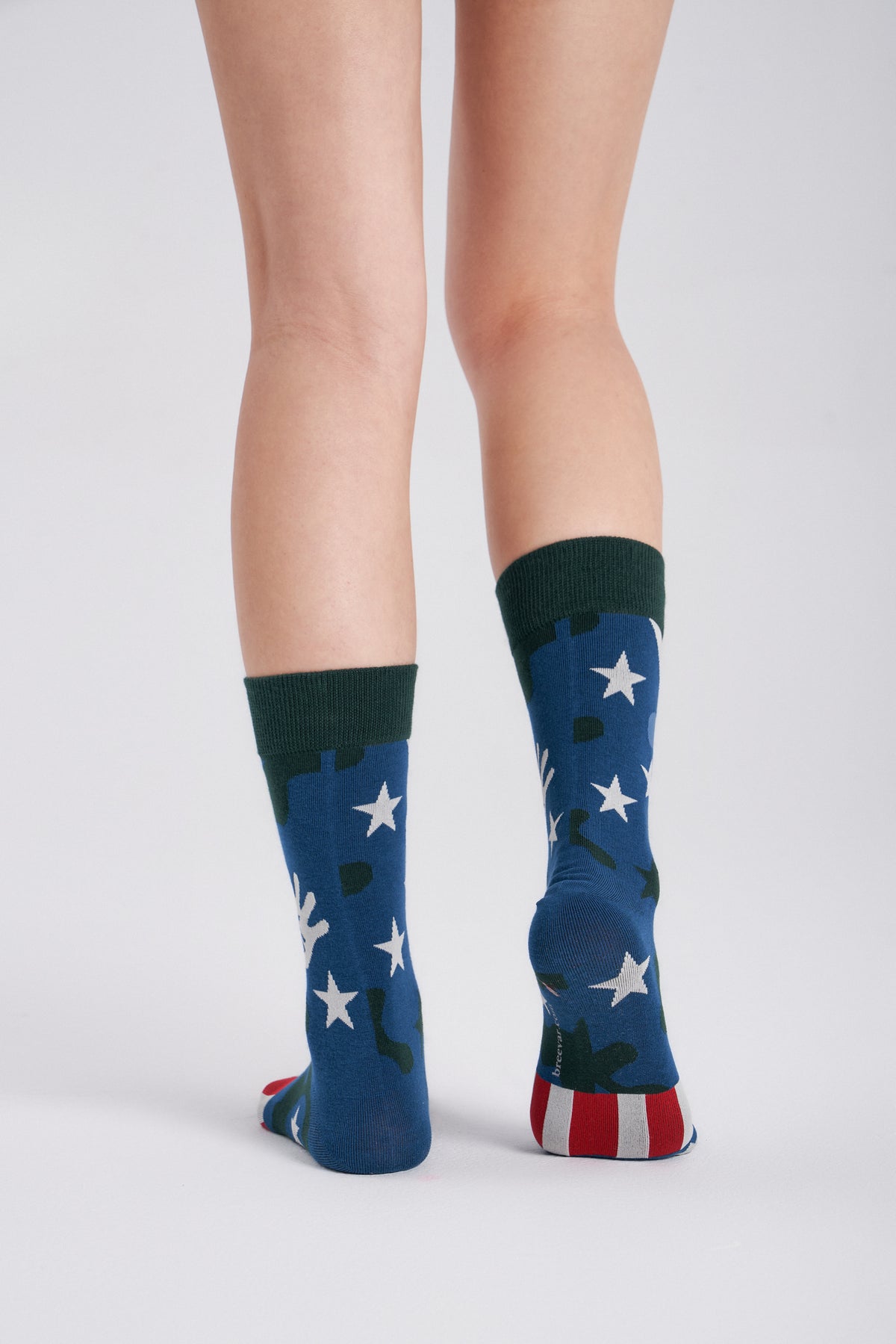12-Pack Collectible Art Crew Socks – Veterans & Military Families — heel shape and crew cuff on foot