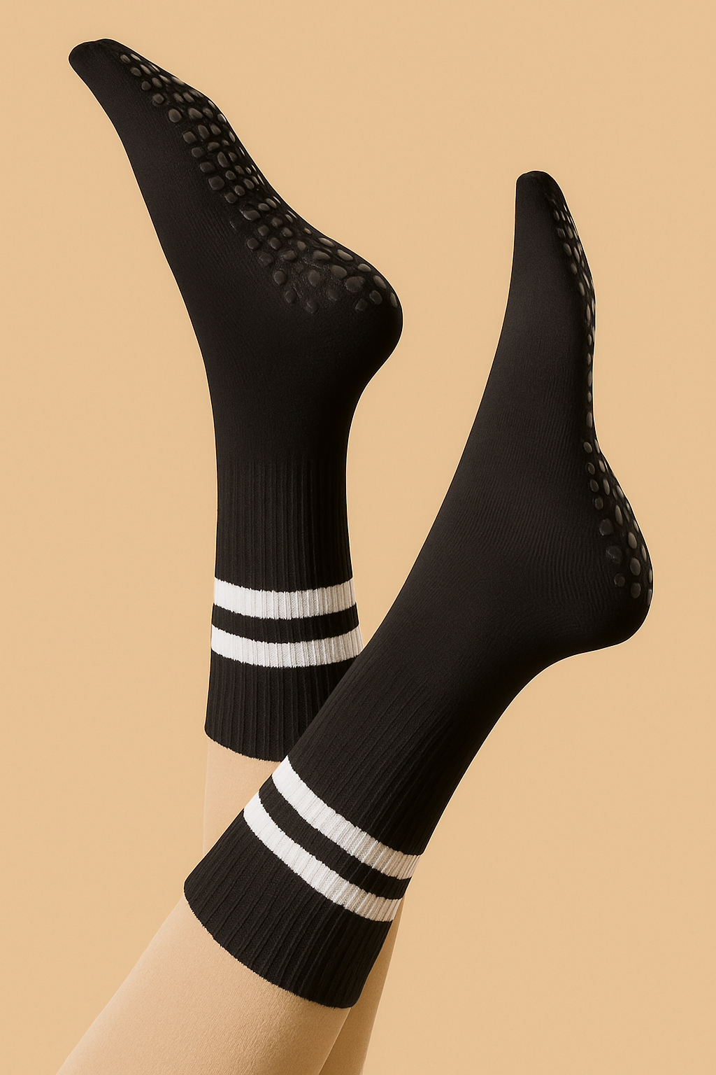 3-Pack Women’s Grip Pilates Socks – Non-Slip Crew for Yoga, Barre, Dance & Workouts — grip dots on raised sole