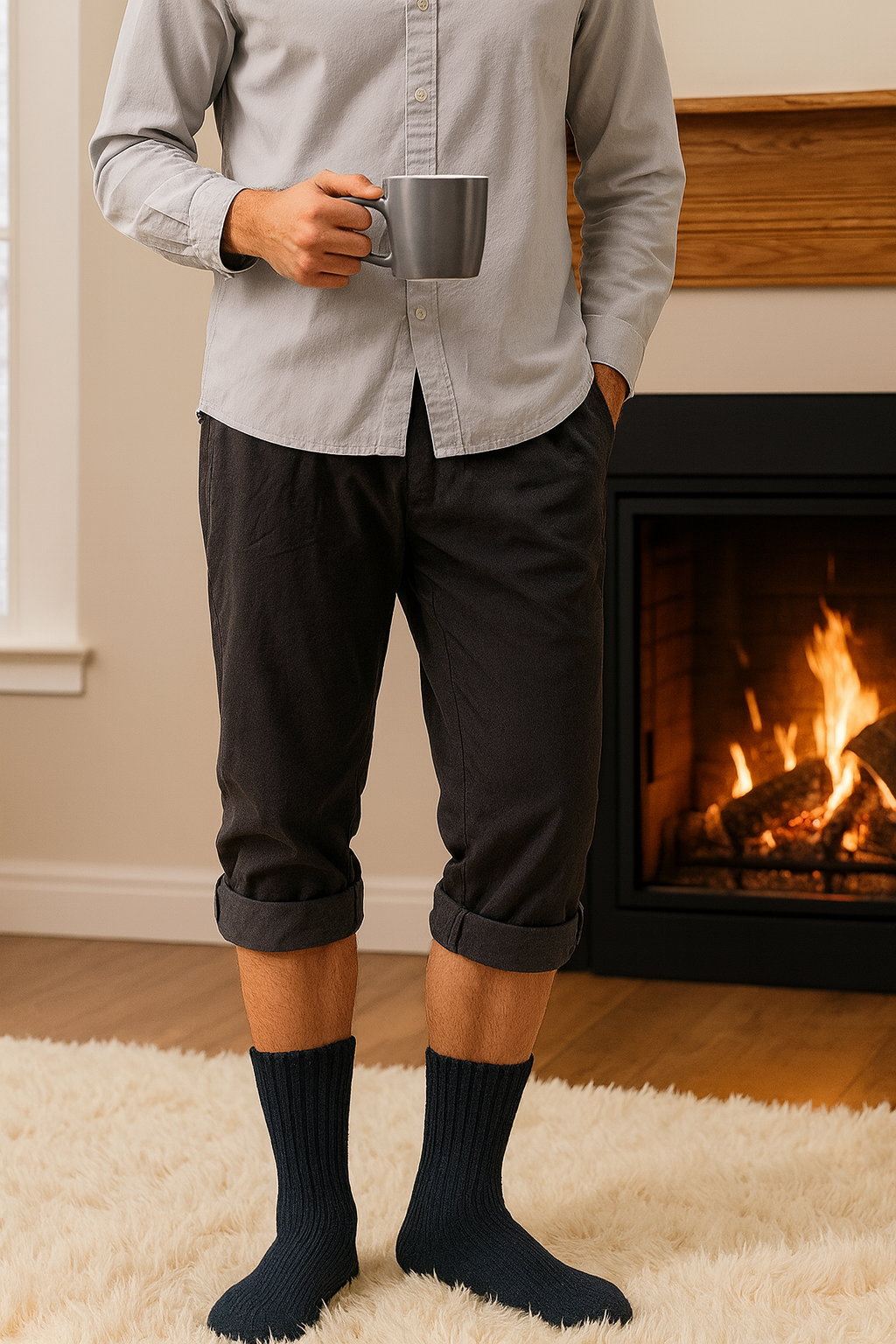 5 Pairs Men’s Merino Wool Crew Socks — ribbed crew fit around leg
