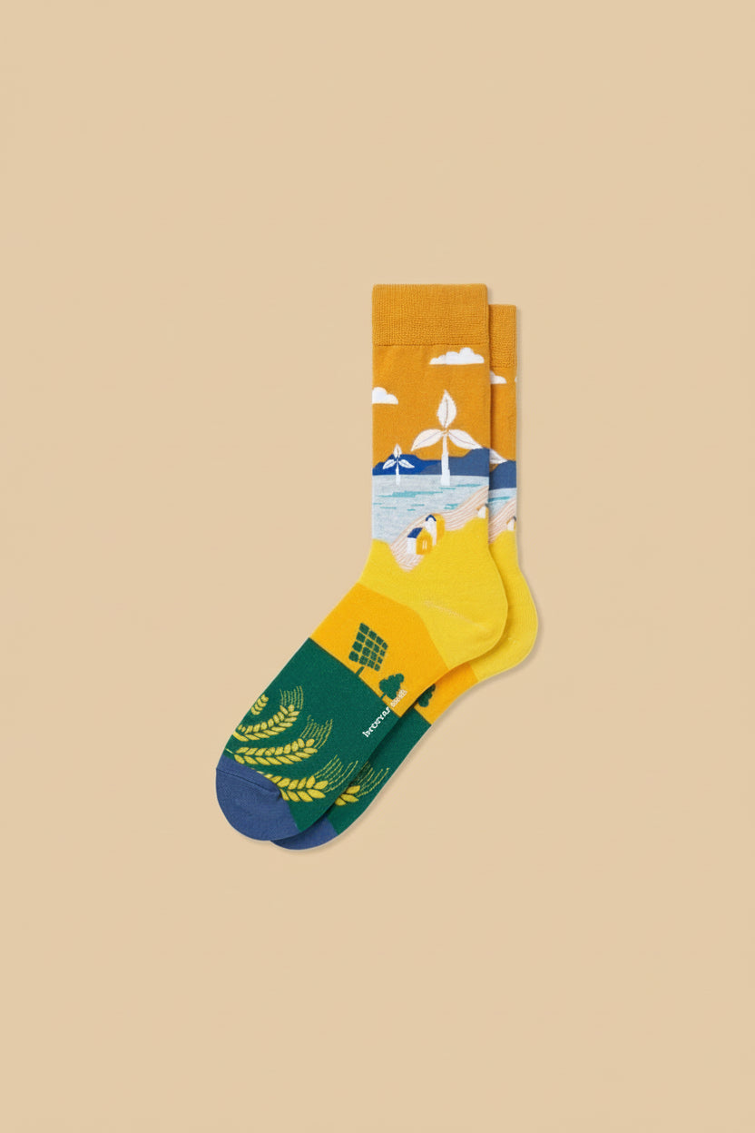 12-Pack Collectible Art Crew Socks – Clean Energy & Climate Action — artwork and knit surface