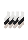 12-pack men's hemp crew socks in white, black, and natural colors