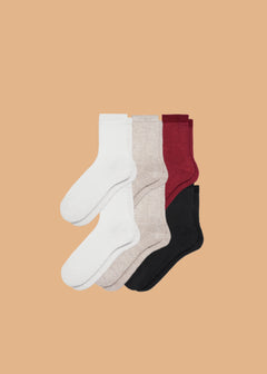 breevar men's crew socks 6 pack white, black, red and natural