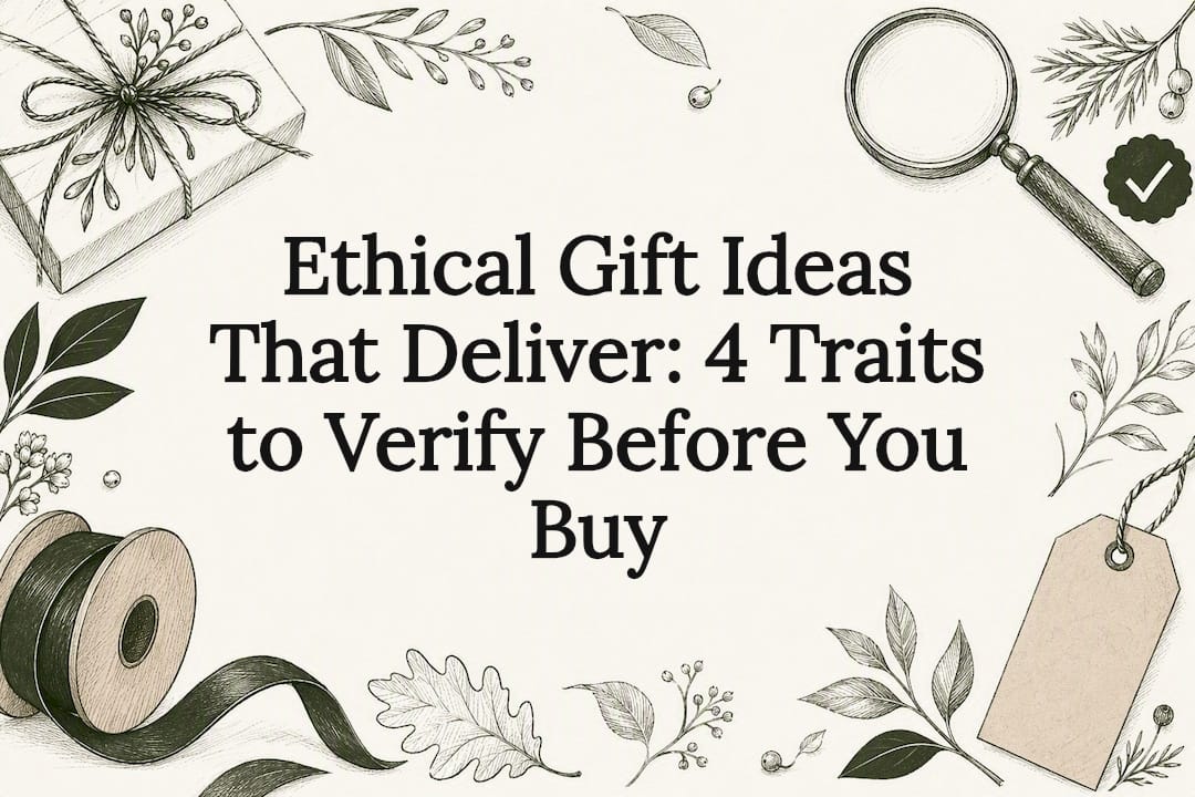 Ethical gift ideas title card illustration