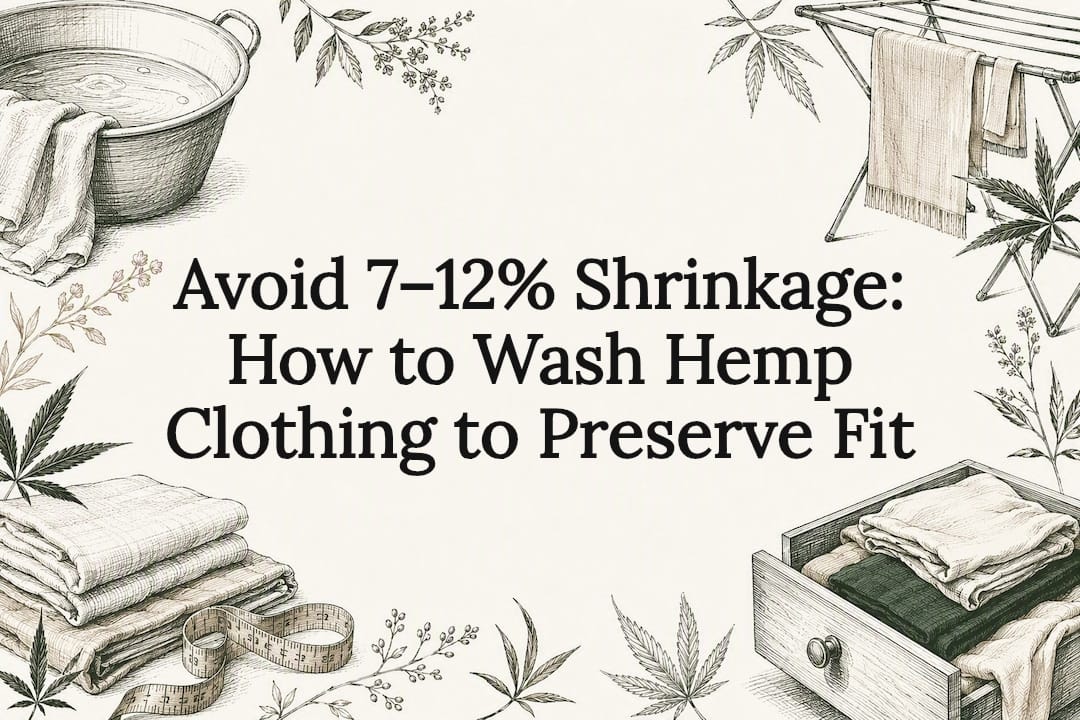 Hemp clothing care title card illustration