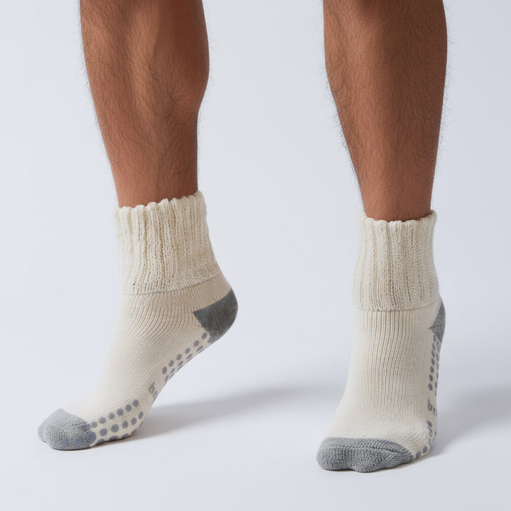 3-Pack Men's Work From Home Crew Socks with Relaxed Cuff and Non-Slip Grip