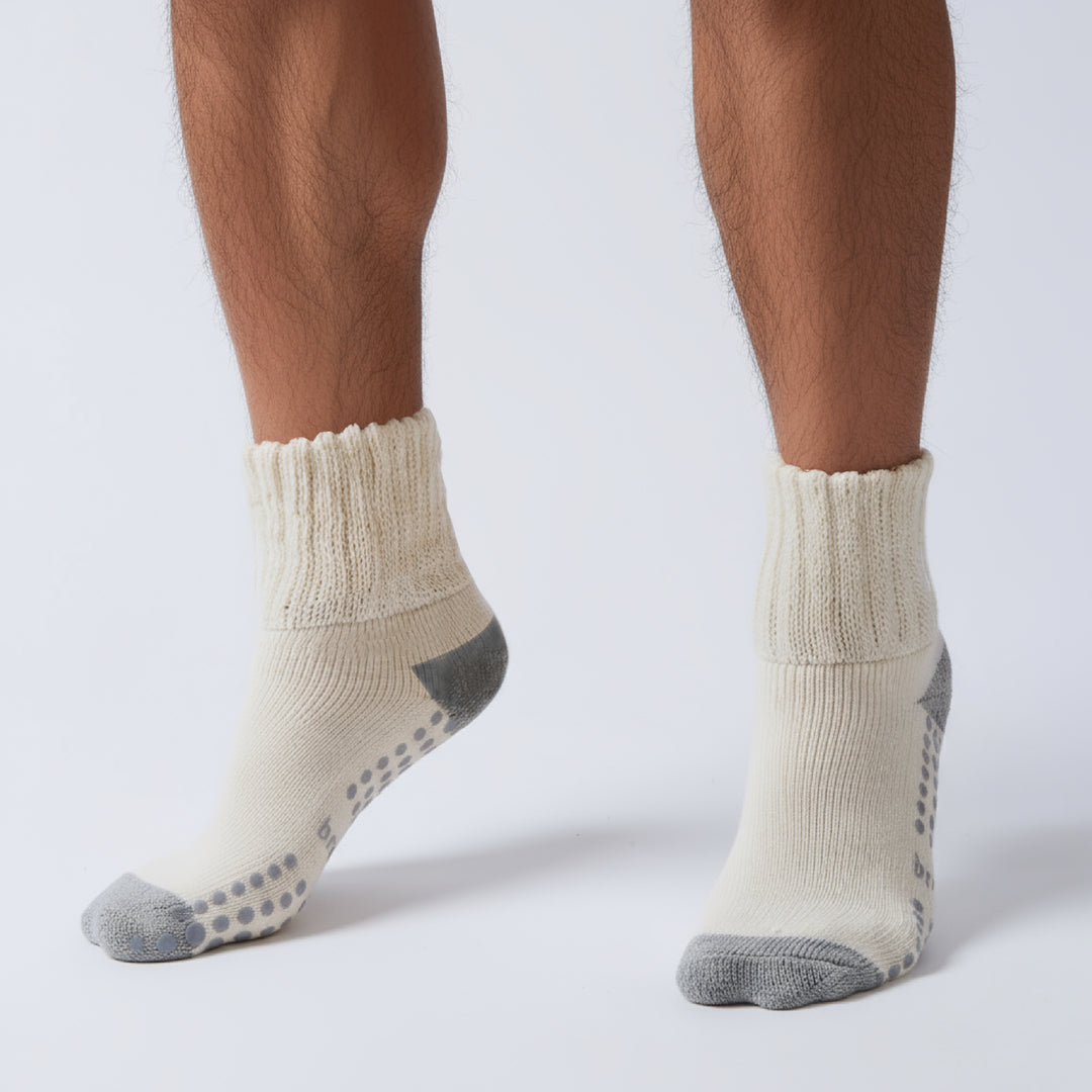 12-Pack Men's Work From Home Crew Socks with Relaxed Cuff and Non-Slip Grip