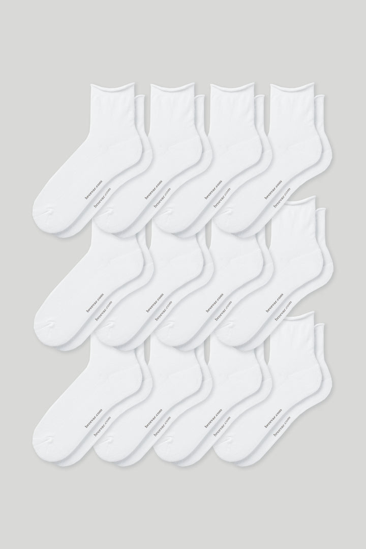 Soft women’s roll top socks with a comfortable non-binding cuff, breathable cotton blend, and classic ankle length—perfect for everyday wear.