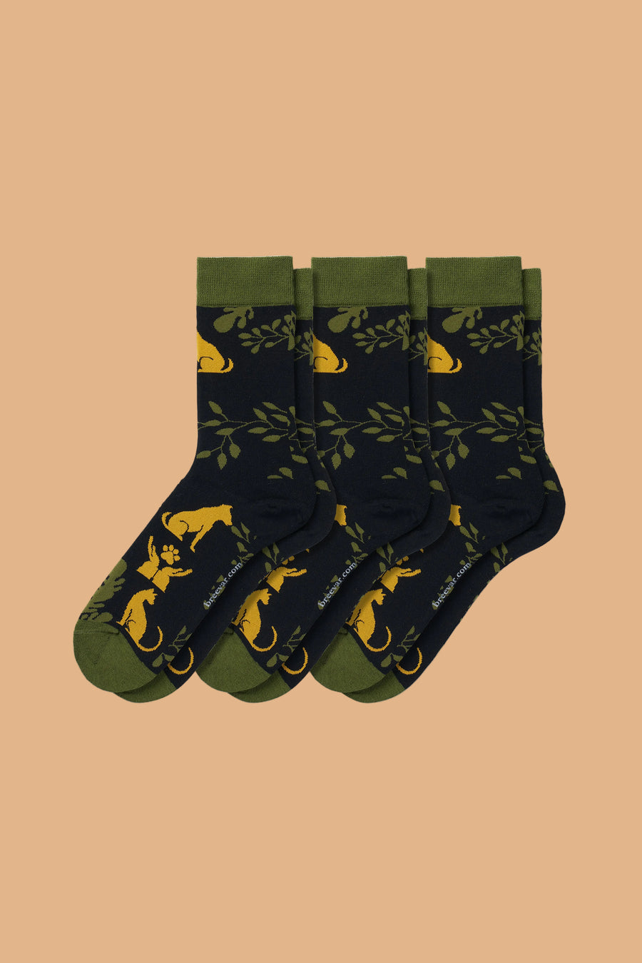 3-Pack collectible art crew socks with animal designs
