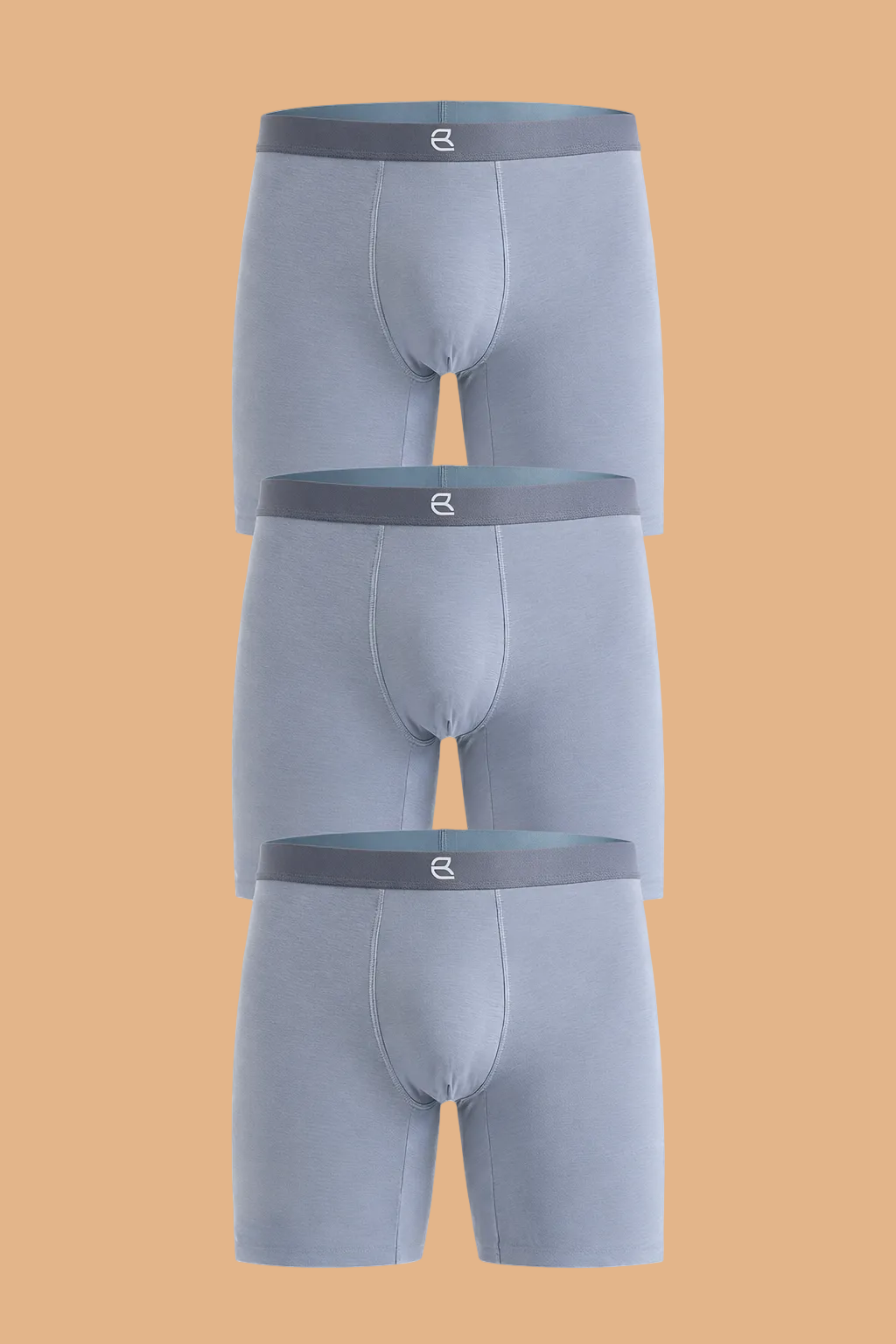 3-Pack Men’s Seamless Anti-Chafe Long Boxer Brief Blue
