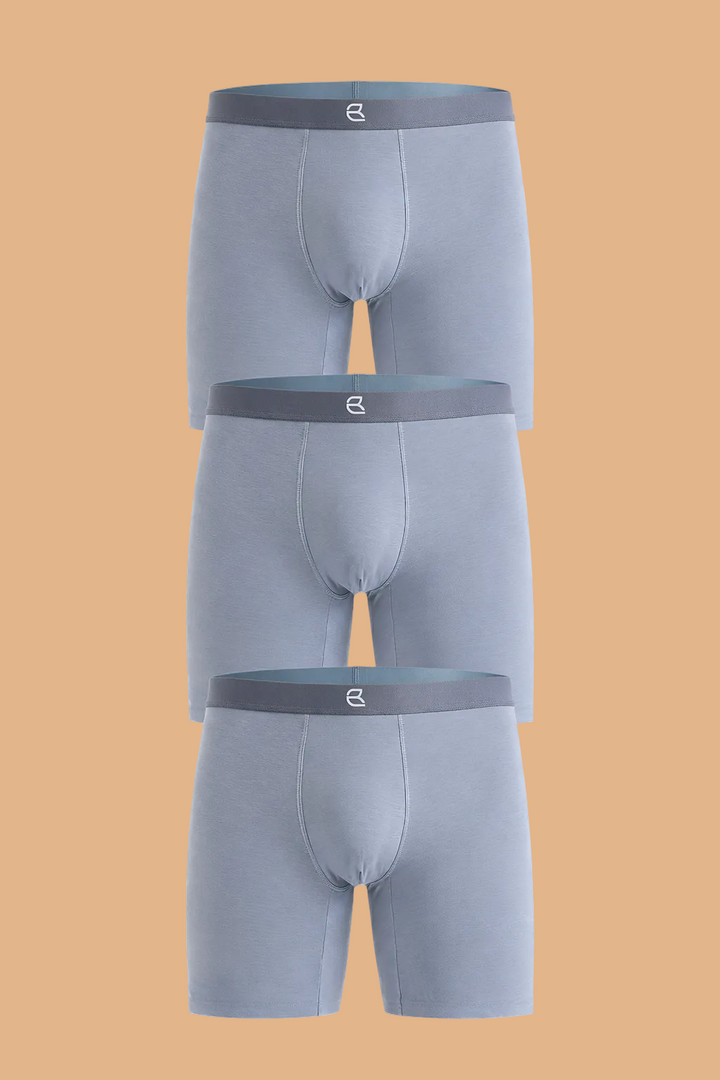 3-Pack Men’s Seamless Anti-Chafe Long Boxer Brief Blue