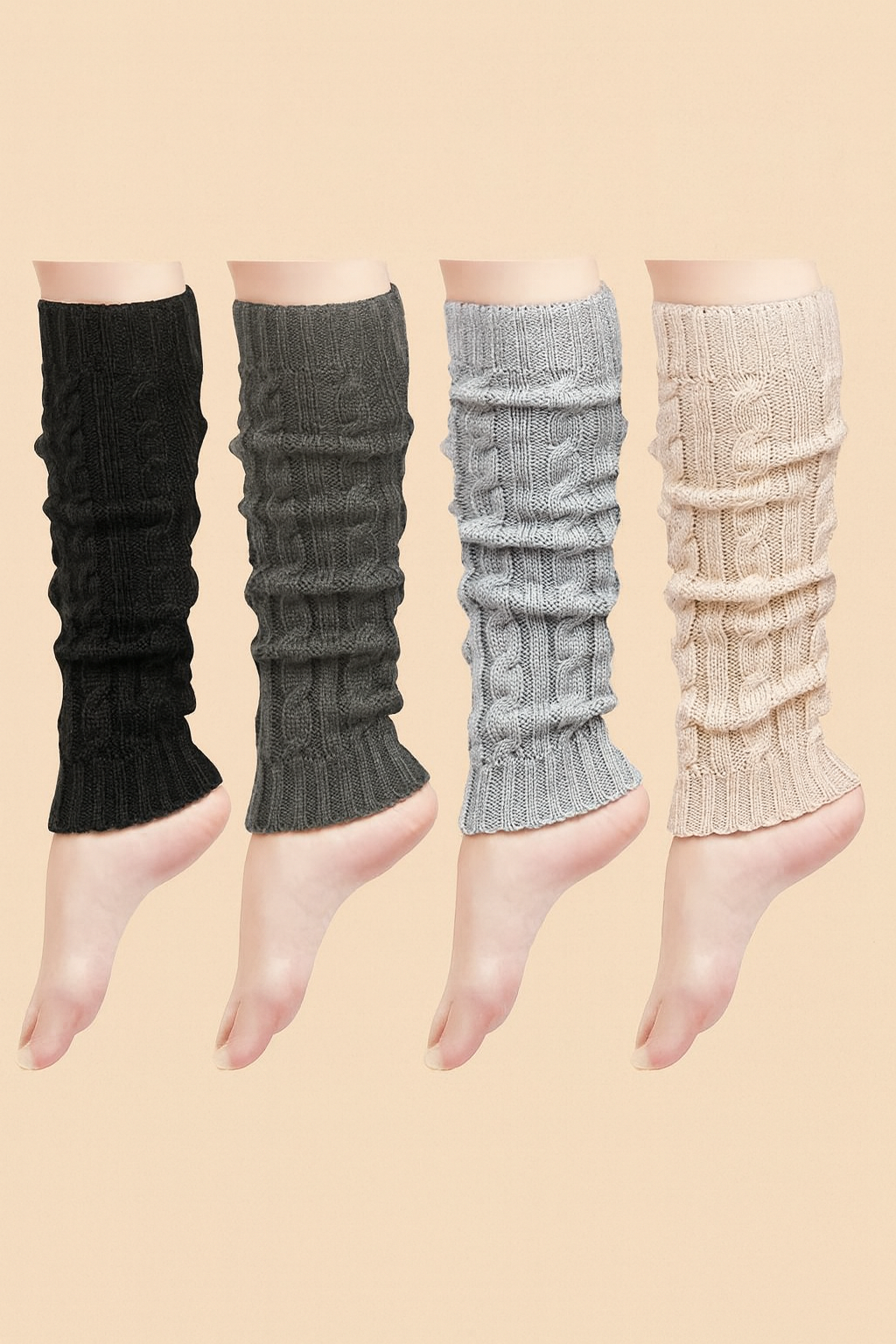 4-Pack Women’s Knit Winter Leg Warmers Slouch Knee-High