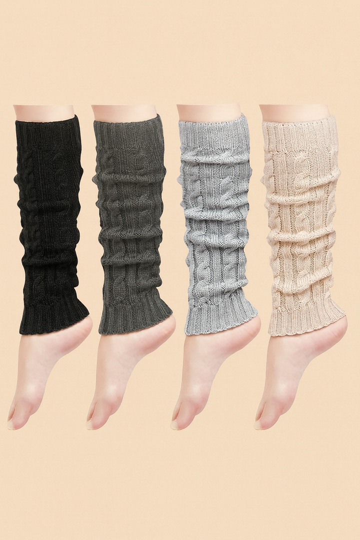 4-Pack Women’s Knit Winter Leg Warmers Slouch Knee-High