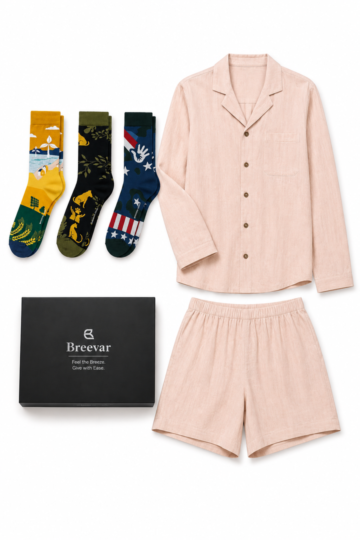 Women's Linen Everyday Luxury Gift Box with Linen Sleepwear & Subscription Socks