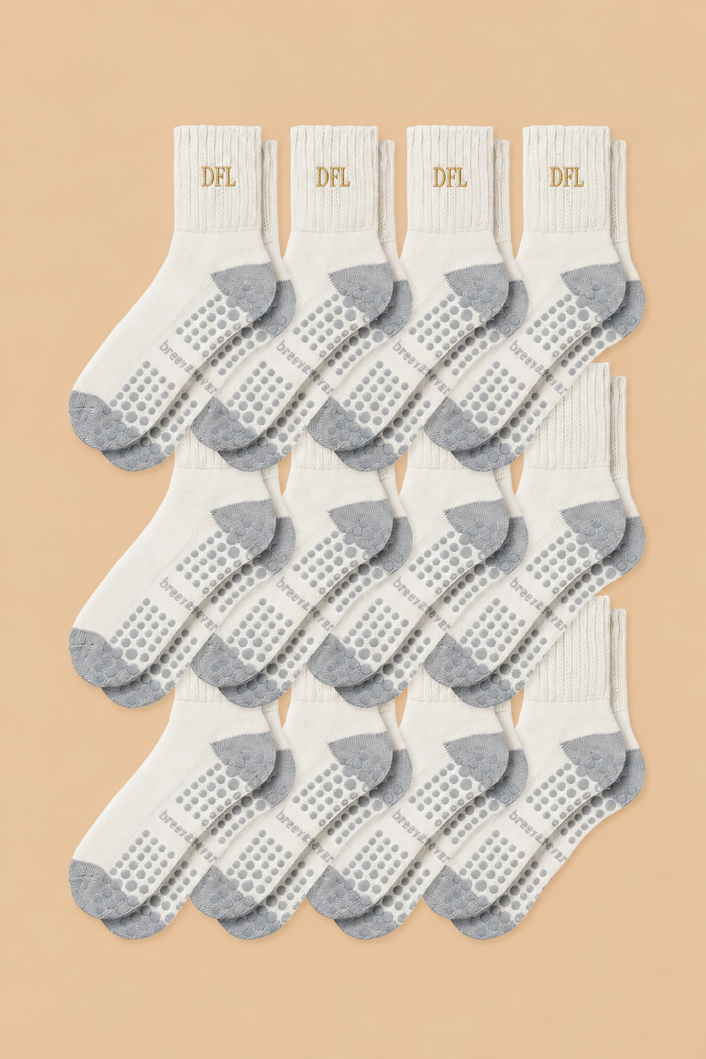 12-Pack Women's Work From Home Socks with Relaxed Cuff and Non-Slip Grip