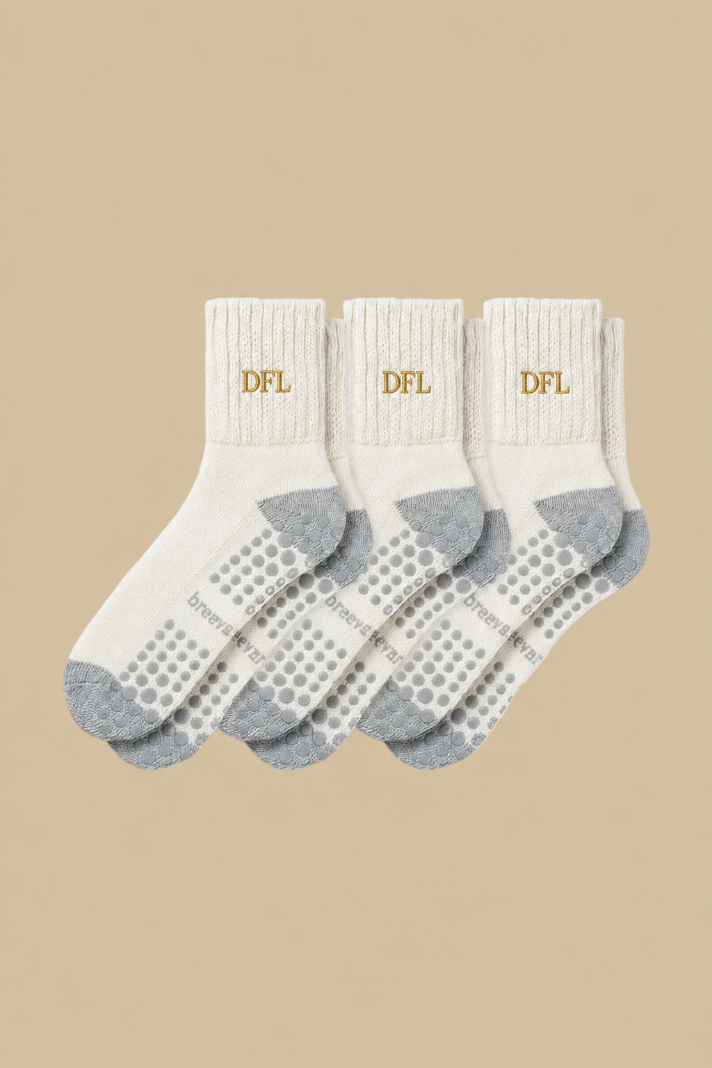 3-Pack Women's Work From Home Socks with Relaxed Cuff and Non-Slip Grip
