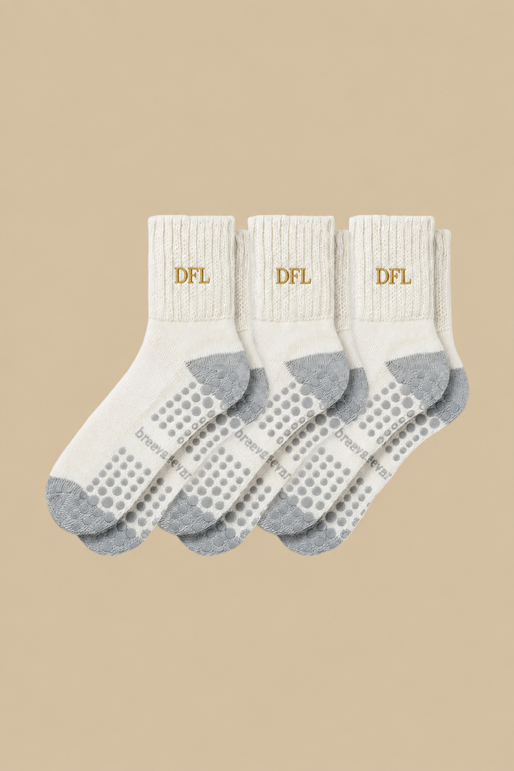 3-Pack Women's Work From Home Socks with Relaxed Cuff and Non-Slip Grip