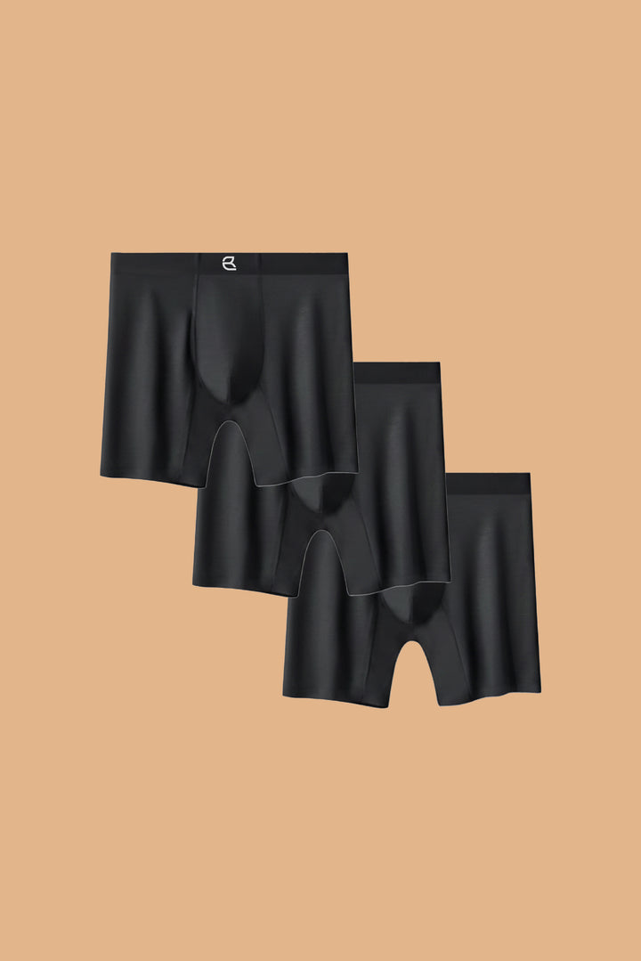 Breevar Men's Modal Performance Long Boxer Brief Black