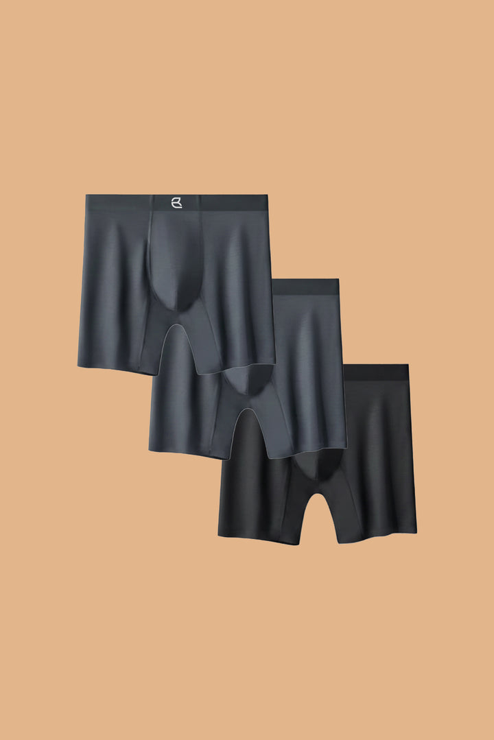 Breevar Men's Modal Performance Long Boxer Brief Black