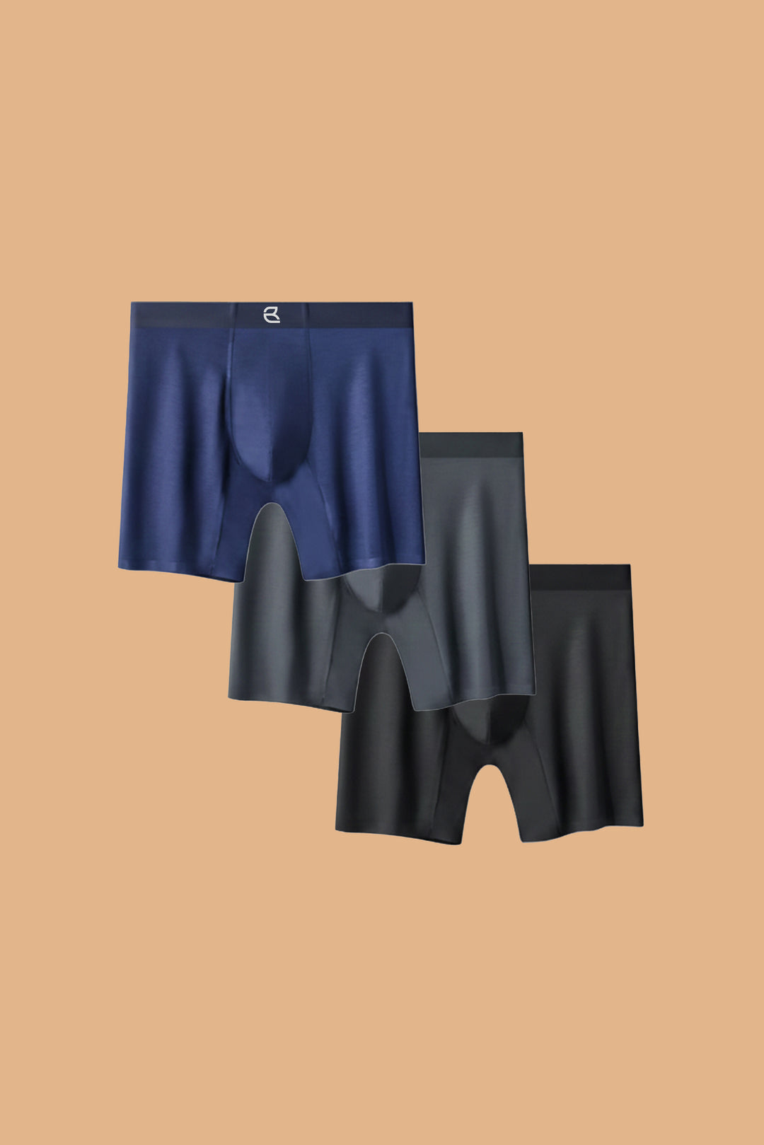 Breevar Men's Modal Performance Long Boxer Brief Black