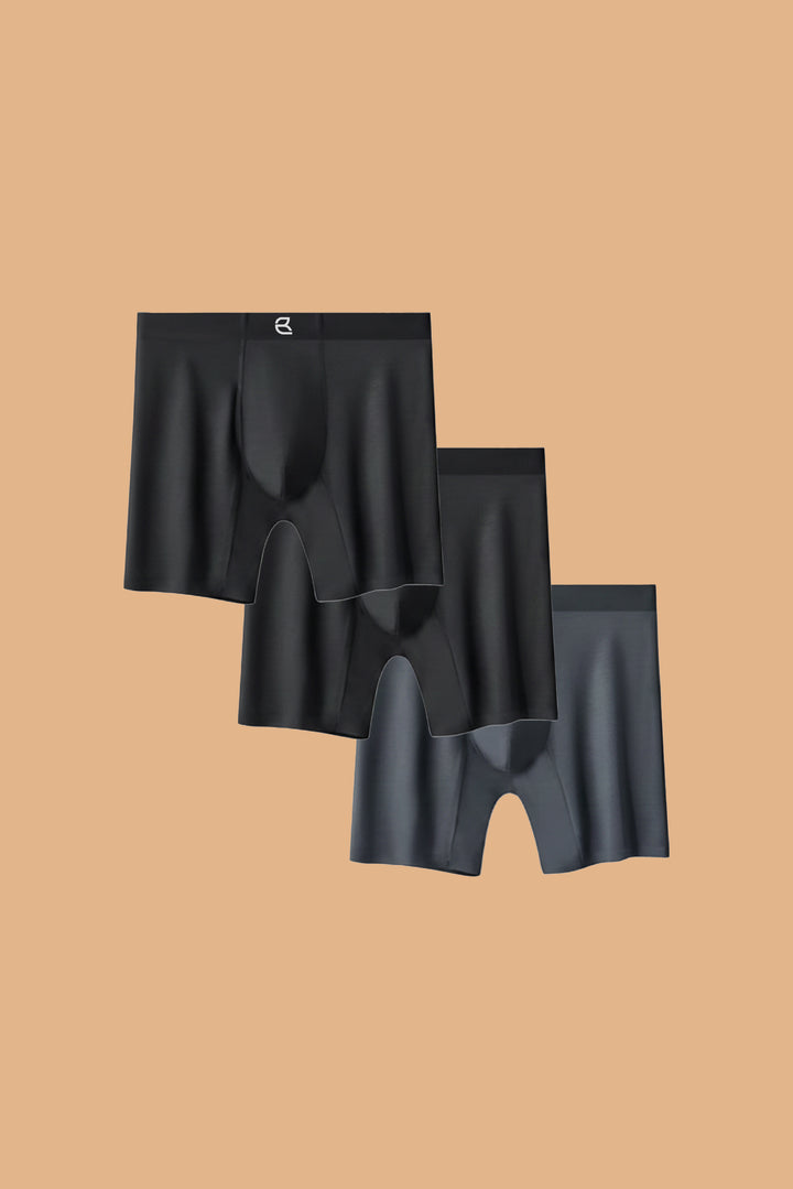 Breevar Men's Modal Performance Long Boxer Brief Black