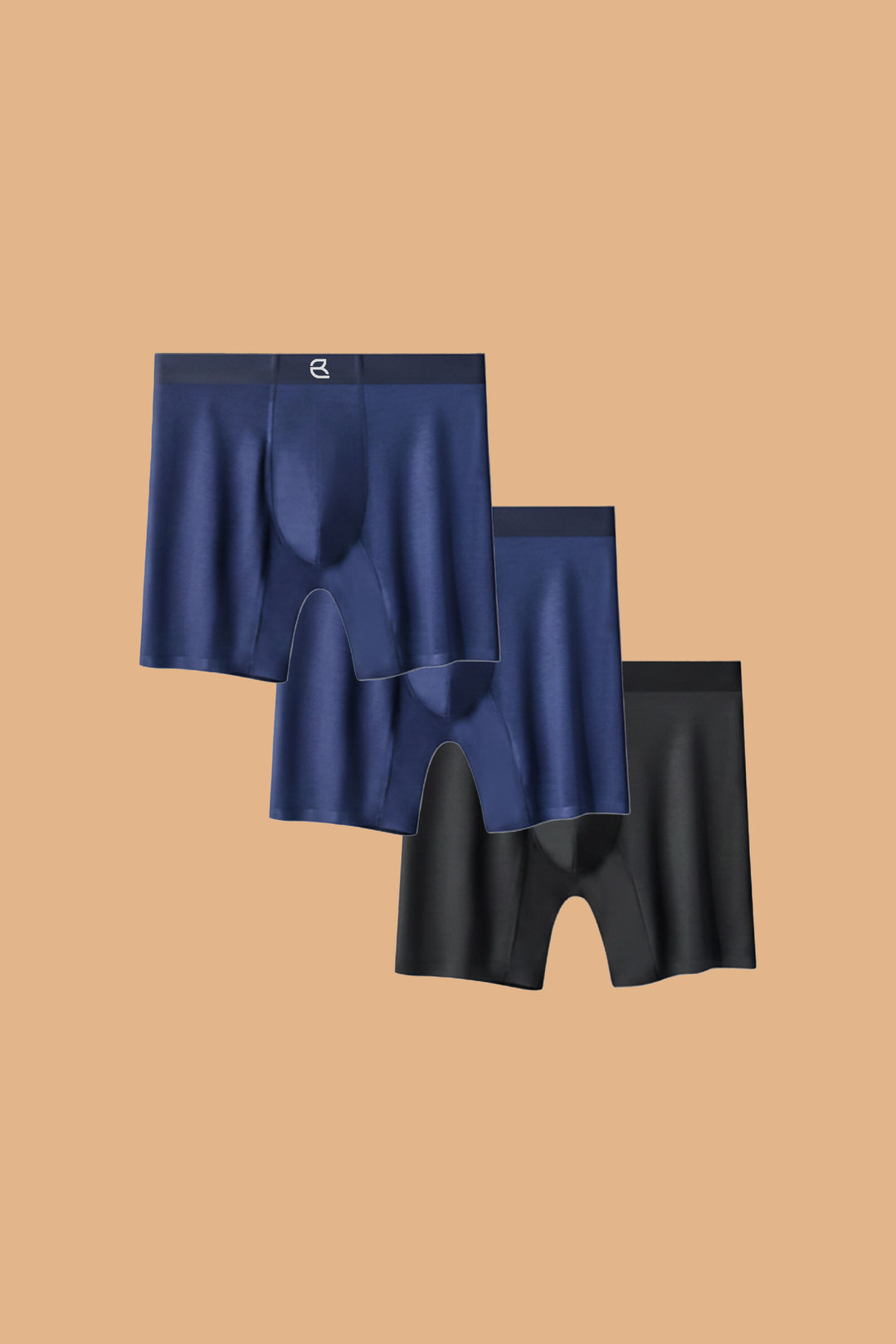 Breevar Men's Modal Performance Long Boxer Brief Black