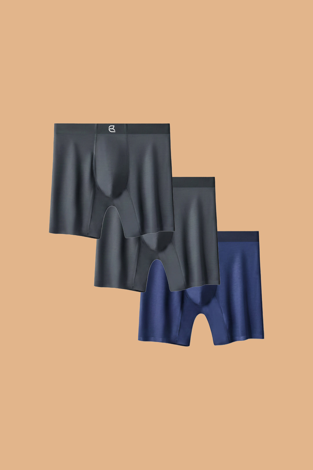 Breevar Men's Modal Performance Long Boxer Brief Black