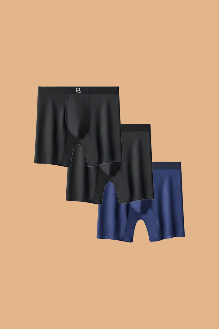 Breevar Men's Modal Performance Long Boxer Brief Black