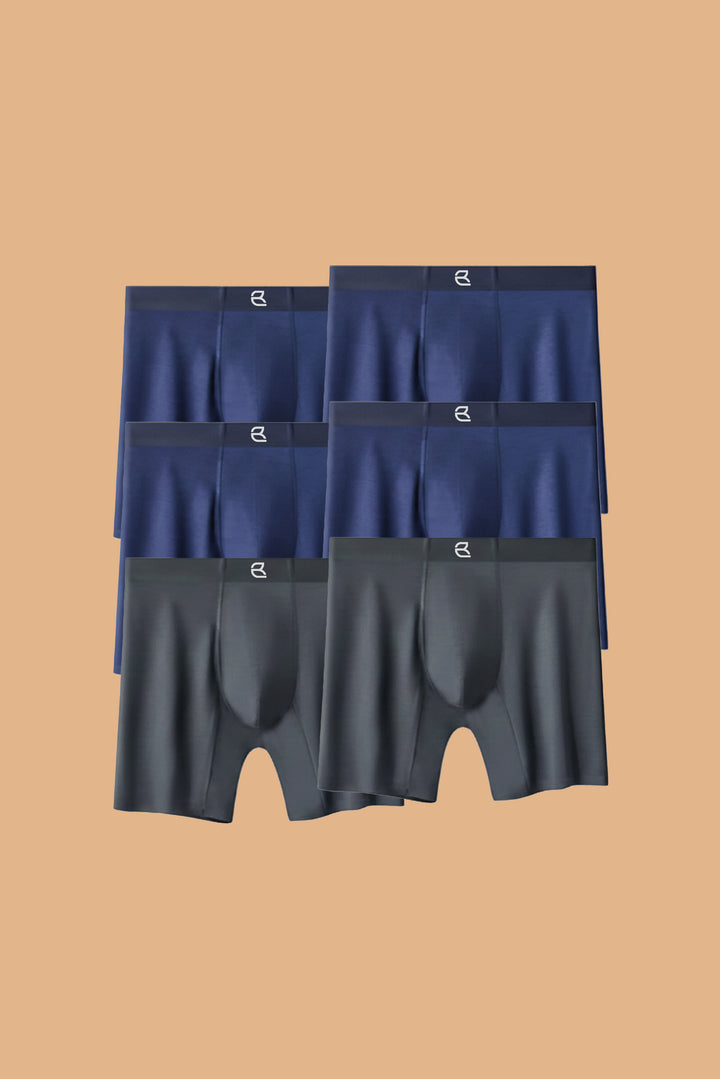 Breevar Men's Modal Performance Long Boxer Brief 6pack