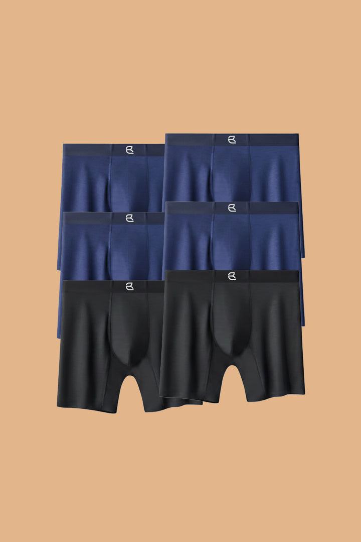 Breevar Men's Modal Performance Long Boxer Brief 6pack
