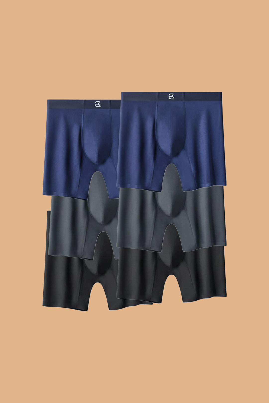 Breevar Men's Modal Performance Long Boxer Brief 6pack