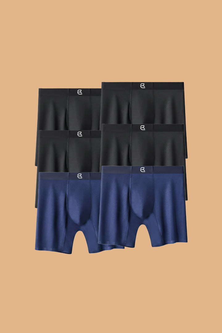 Breevar Men's Modal Performance Long Boxer Brief 6pack