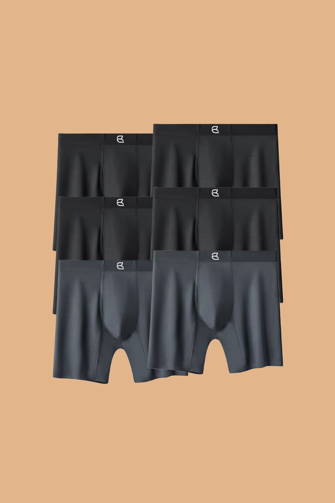Breevar Men's Modal Performance Long Boxer Brief 6pack