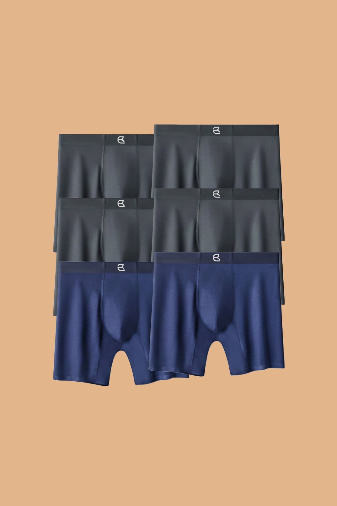 Breevar Men's Modal Performance Long Boxer Brief 6pack