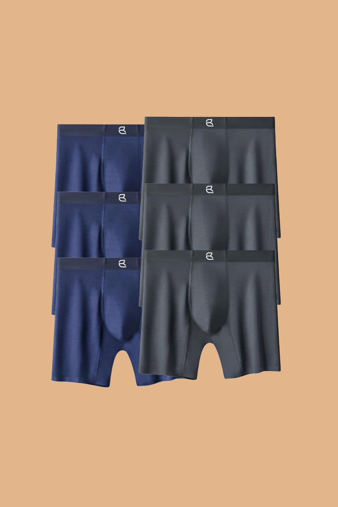 Breevar Men's Modal Performance Long Boxer Brief 6pack