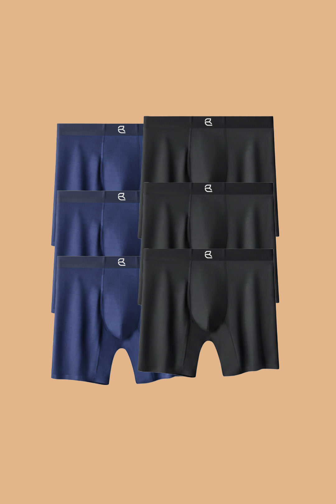 Breevar Men's Modal Performance Long Boxer Brief 6pack