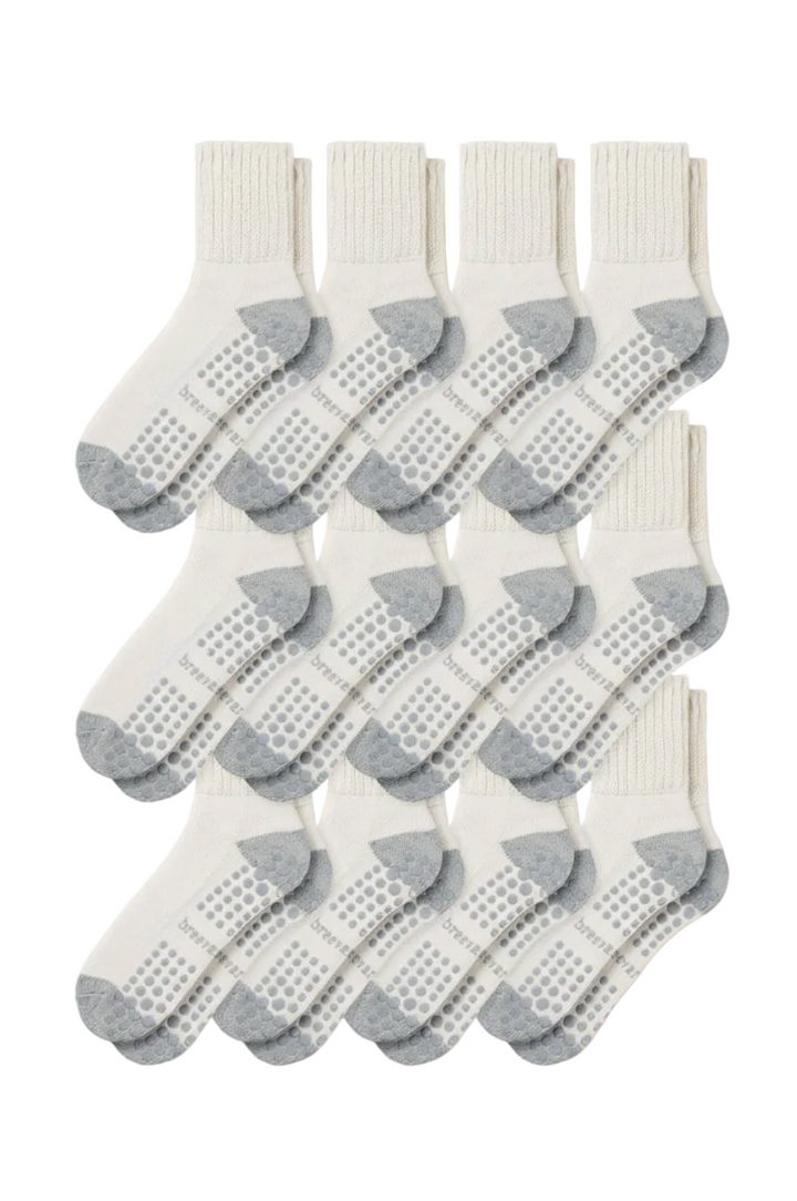 12-Pack Men's Work From Home Crew Socks with Relaxed Cuff and Non-Slip Grip