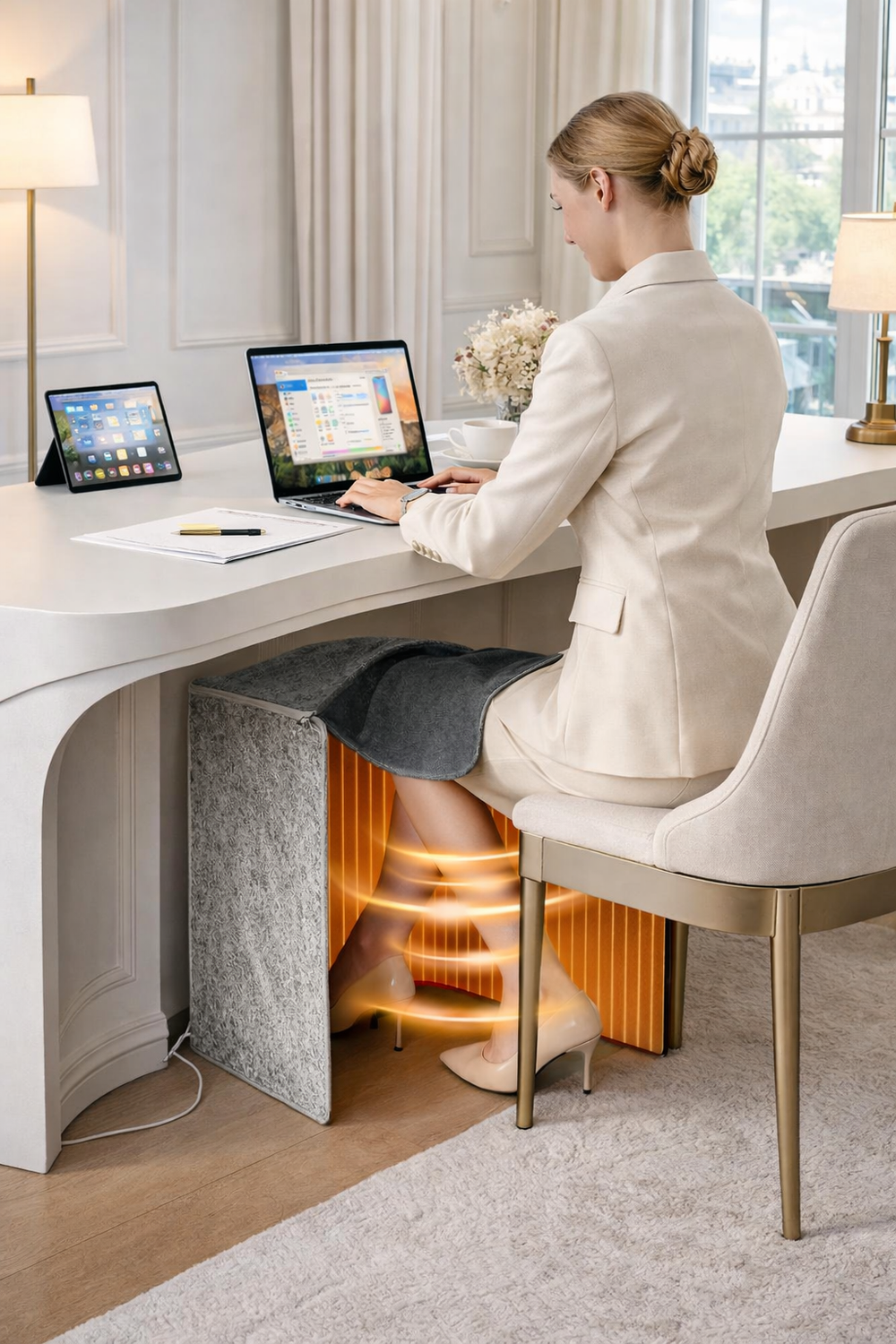 Under Desk Foot & Leg Heater – Quiet, Energy-Efficient Personal Space Warmer (Grey) office
