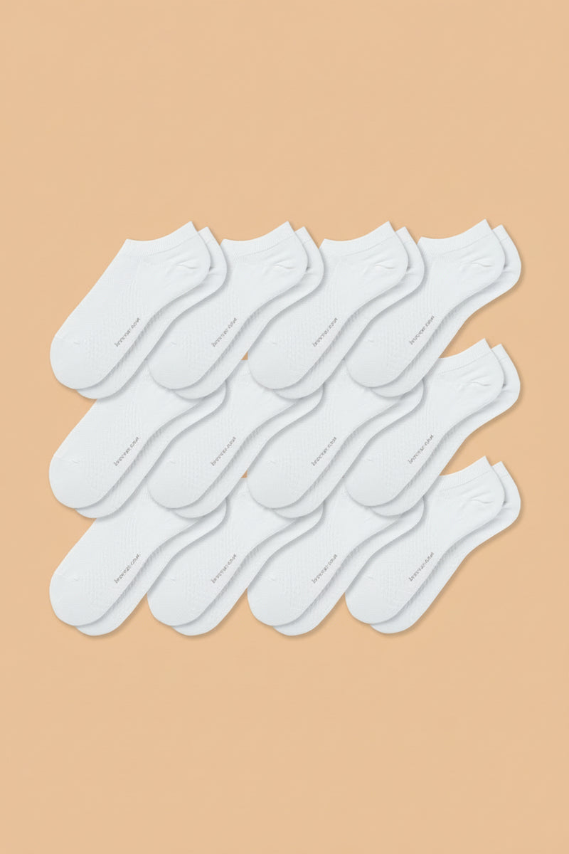 12-pack of white men's antibacterial massage ankle socks
