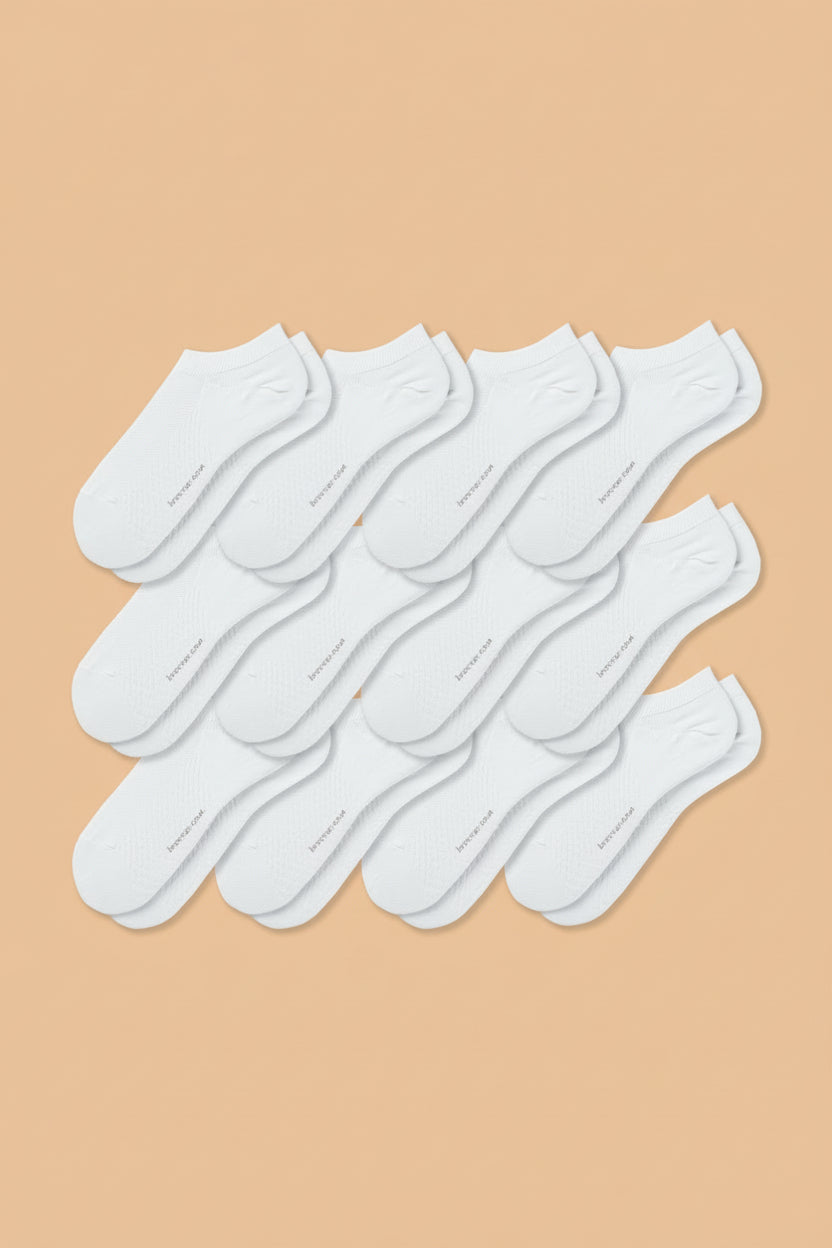 12-pack of white men's antibacterial massage ankle socks