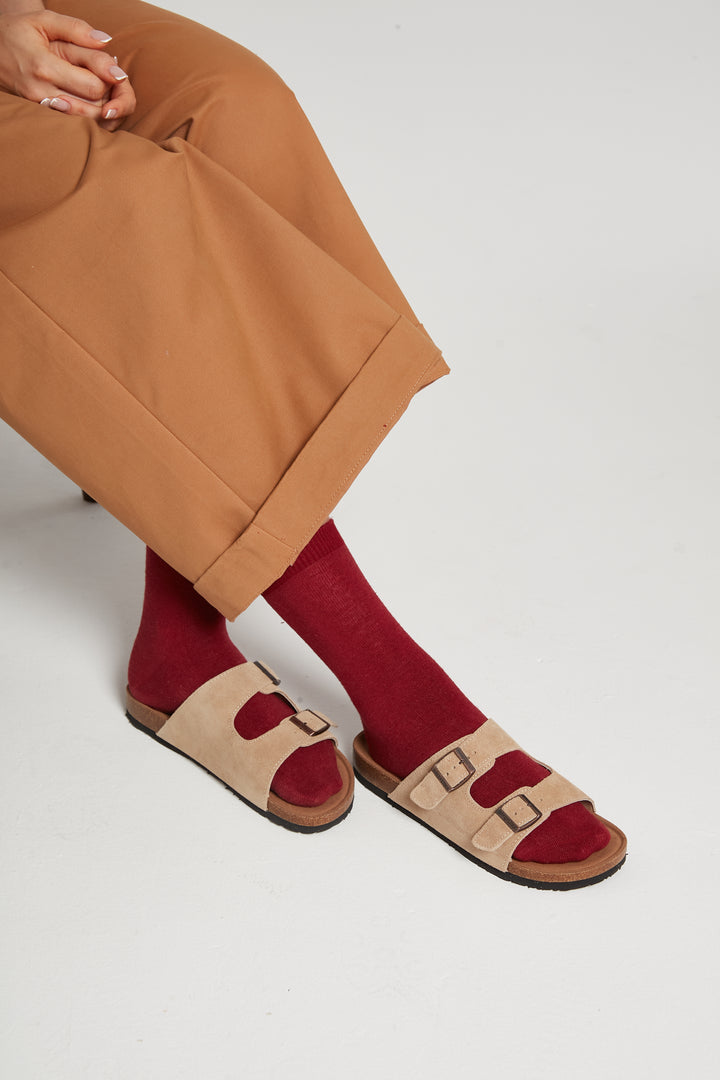 breevar burgundy color hemp socks for women