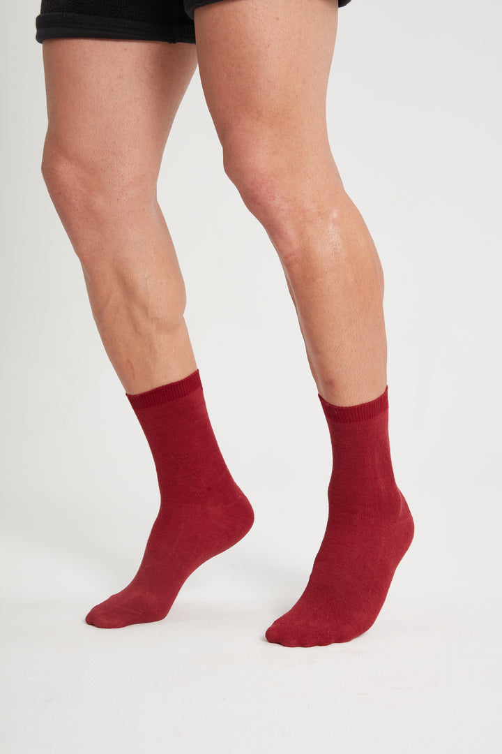 breevar men hemp socks burgundy red