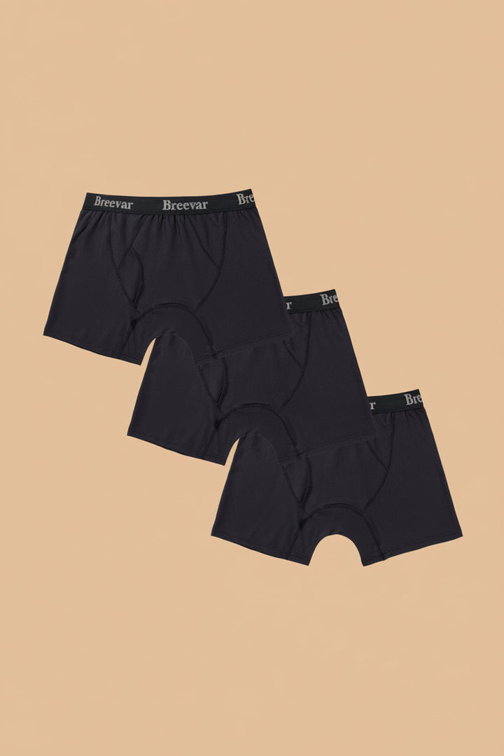breevar men's mesh performance boxer brief black 3-pack