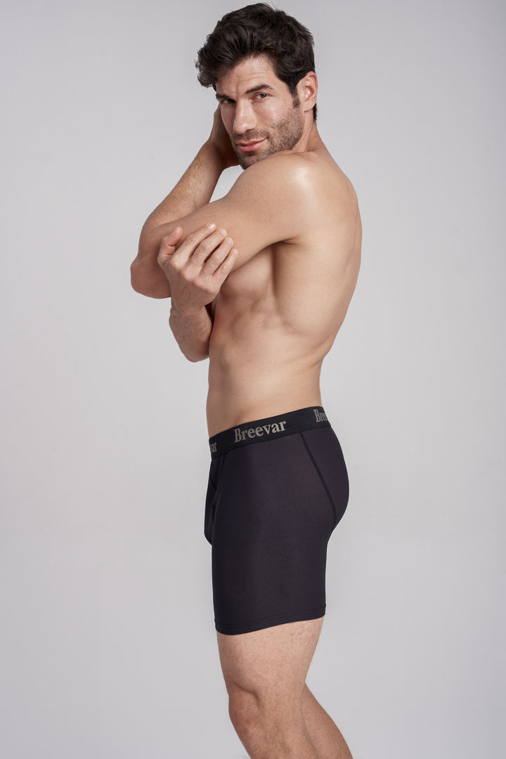 breevar men's mesh performance boxer brief black life style