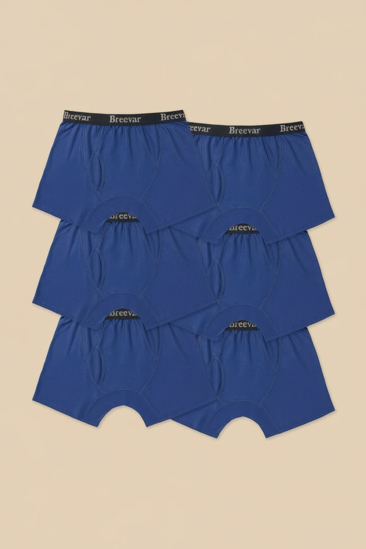 breevar men's mesh performance boxer brief blue 6-pack