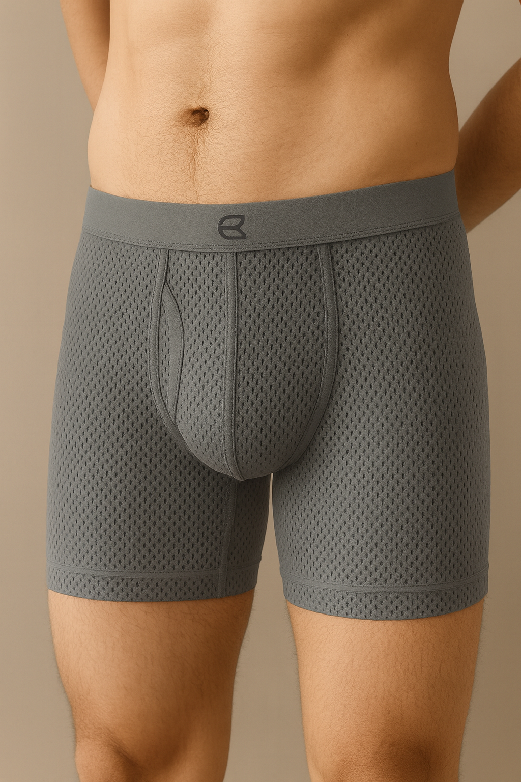 breevar men's mesh performance boxer brief gray life style