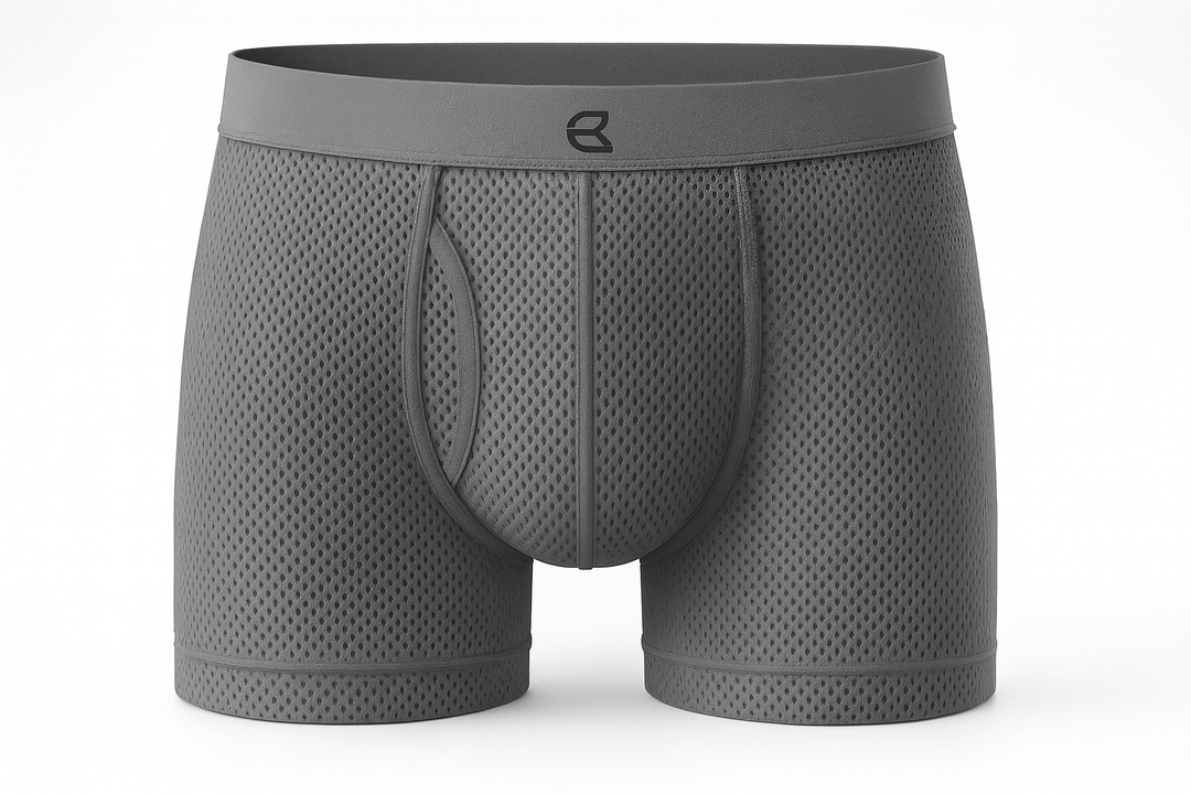 breevar men's mesh performance boxer brief gray