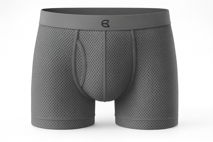 breevar men's mesh performance boxer brief gray