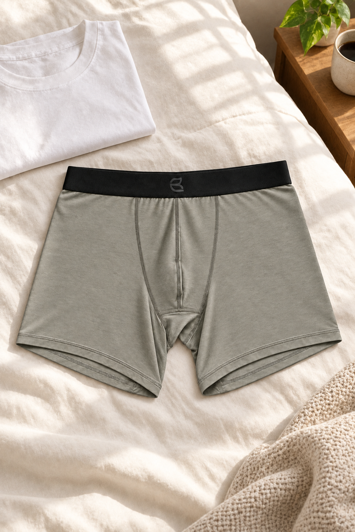Breevar men's modal boxer briefs in Light Gray – lightweight, breathable modal underwear