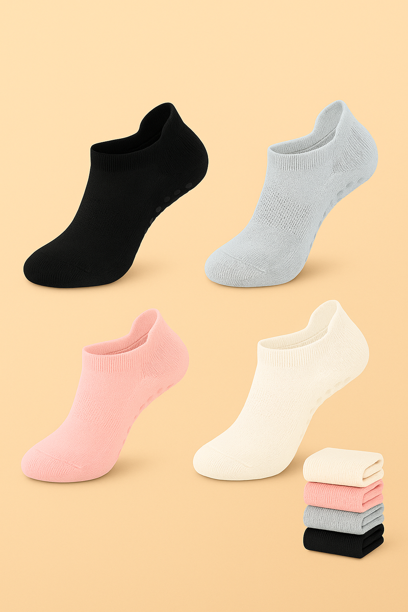 breevar pilates ankle socks with grips 4 pack