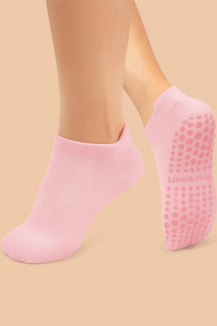 breevar pilates socks pink ankle socks with grips